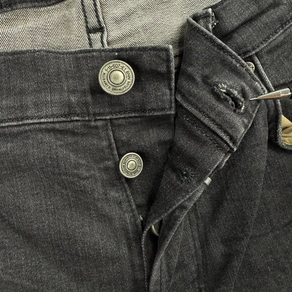 All Saints Jeans Mens 32 Pants Black Cigarette Skinny Fit Faded Dark Wash Denim - Picture 8 of 11